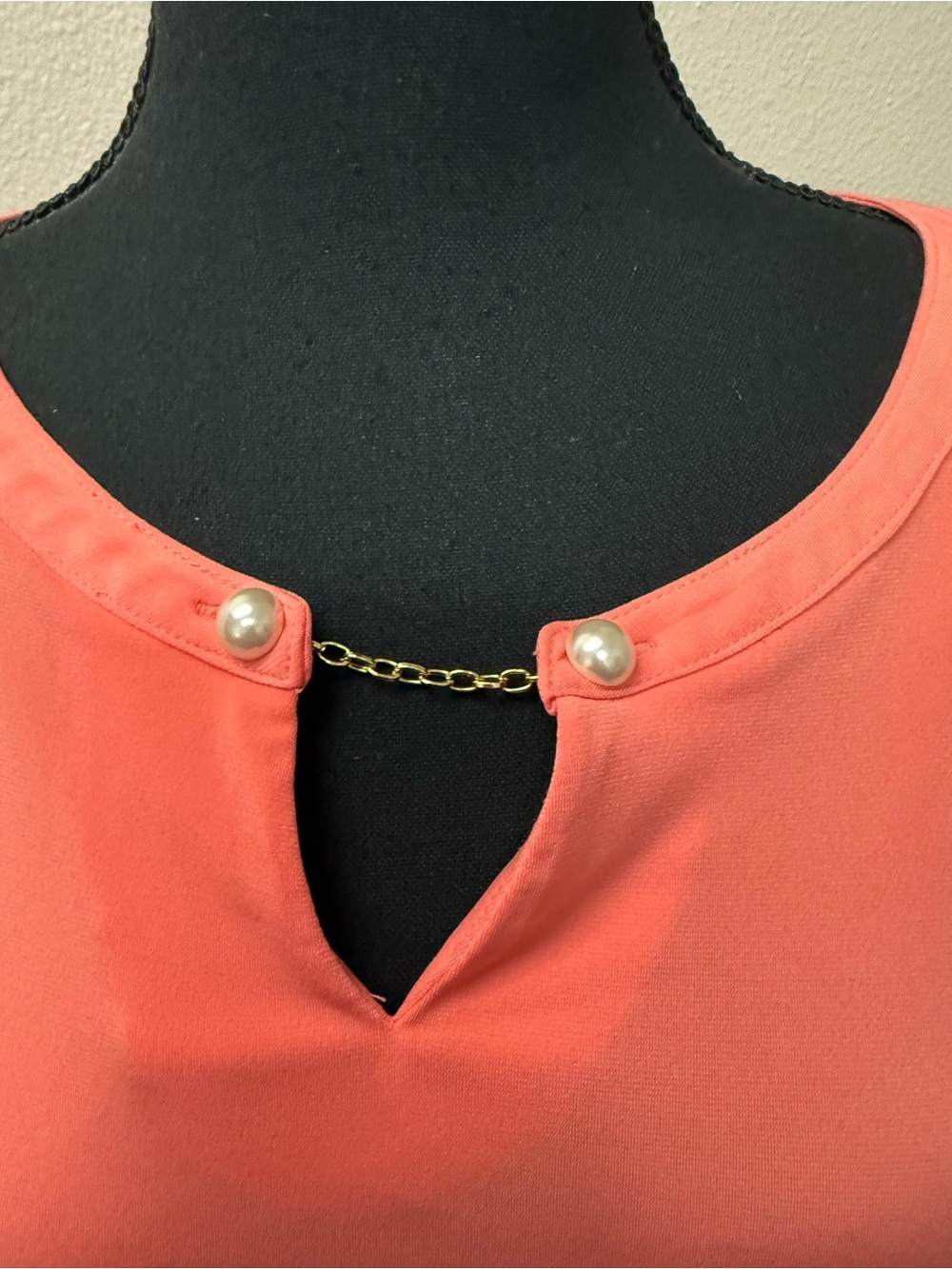 Calvin Klein Salmon Chain Neck Blouse Top Career Office Stretch Size L XL - Picture 4 of 11